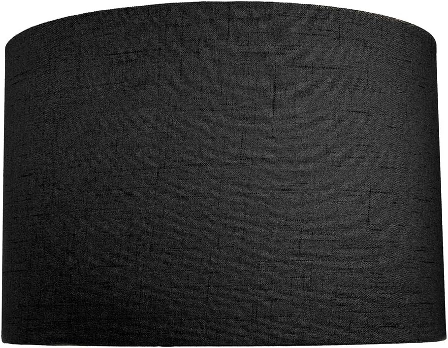 Contemporary and Sleek 12 Inch Charcoal Black Linen Fabric Drum Lamp Shade 60w Maximum | 30cm Diameter | for Table Lamp or Pendant by Happy Homewares