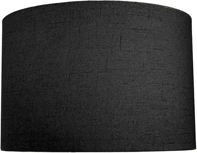 Contemporary and Sleek 12 Inch Charcoal Black Linen Fabric Drum Lamp Shade 60w Maximum | 30cm Diameter | for Table Lamp or Pendant by Happy Homewares
