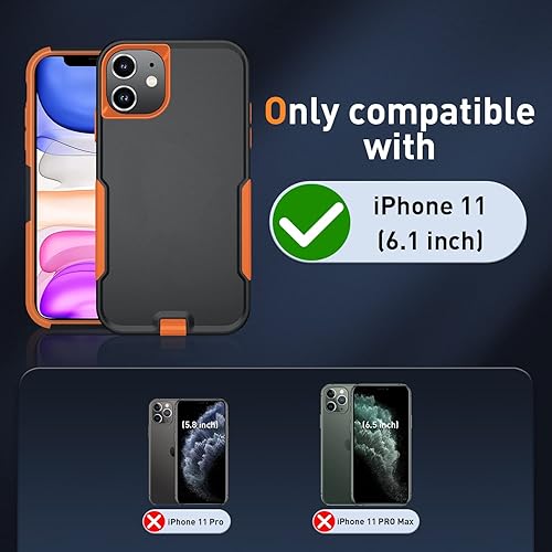 Miniatura 9 de Xmon Funda para iPhone 11, resistente y resistente con clip para cinturón, a prueba de golpes, protector de pantalla de vidrio templado + protector