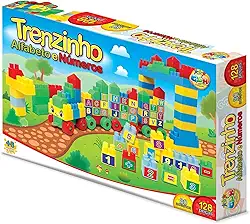 GGB Plast Brinquedo Educativo Trenzinho Alfabeto e Números 128 Peças
