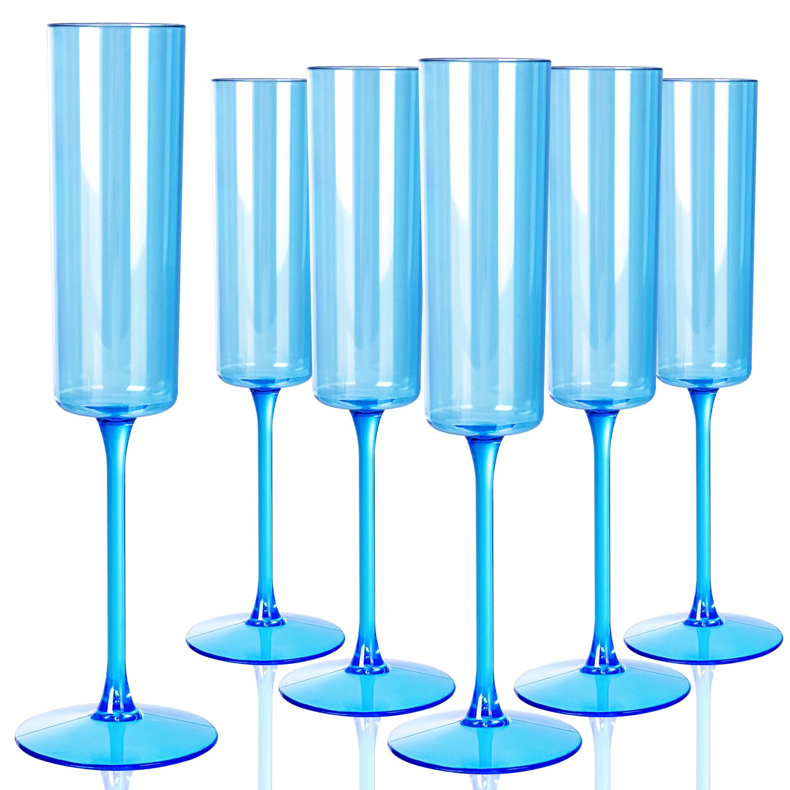 Photo 1 of YOUBET 24 Pack Blue Champagne Flutes Plastic - 6 Oz Disposable Plastic Wine Toasting Glasses with Stem for Party Birthday Anniversary Wedding & Celebrations