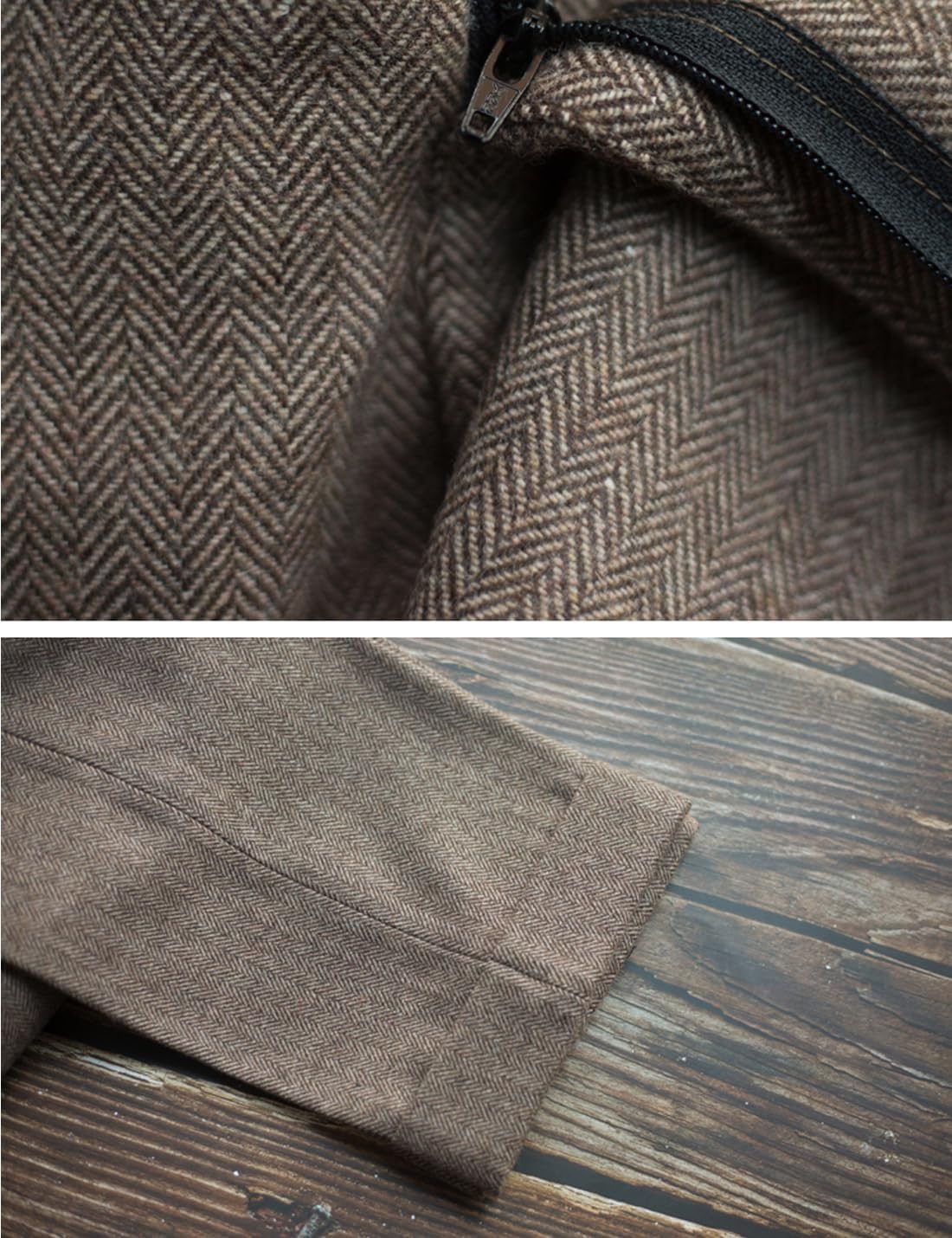 SNOLY Men's Winter Retro Woolen Gurkha Pant Straight Flat Front Chino High Waist Tapered Leg Rolled Pants,Two Styles - Image 6