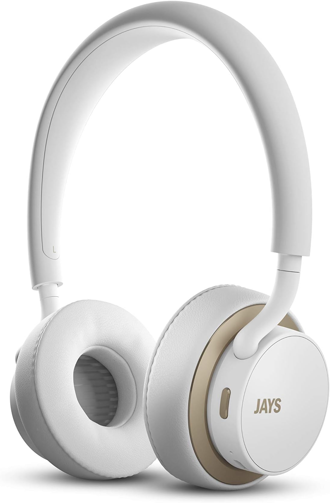 JAYS u-JAYS Bluetooth Headphones, Wireless Earphones with a Massive 25 Hours Play Time, Integrated Touch Controls and Immersive Bass, Noise Isolating with Microphone - White/Gold