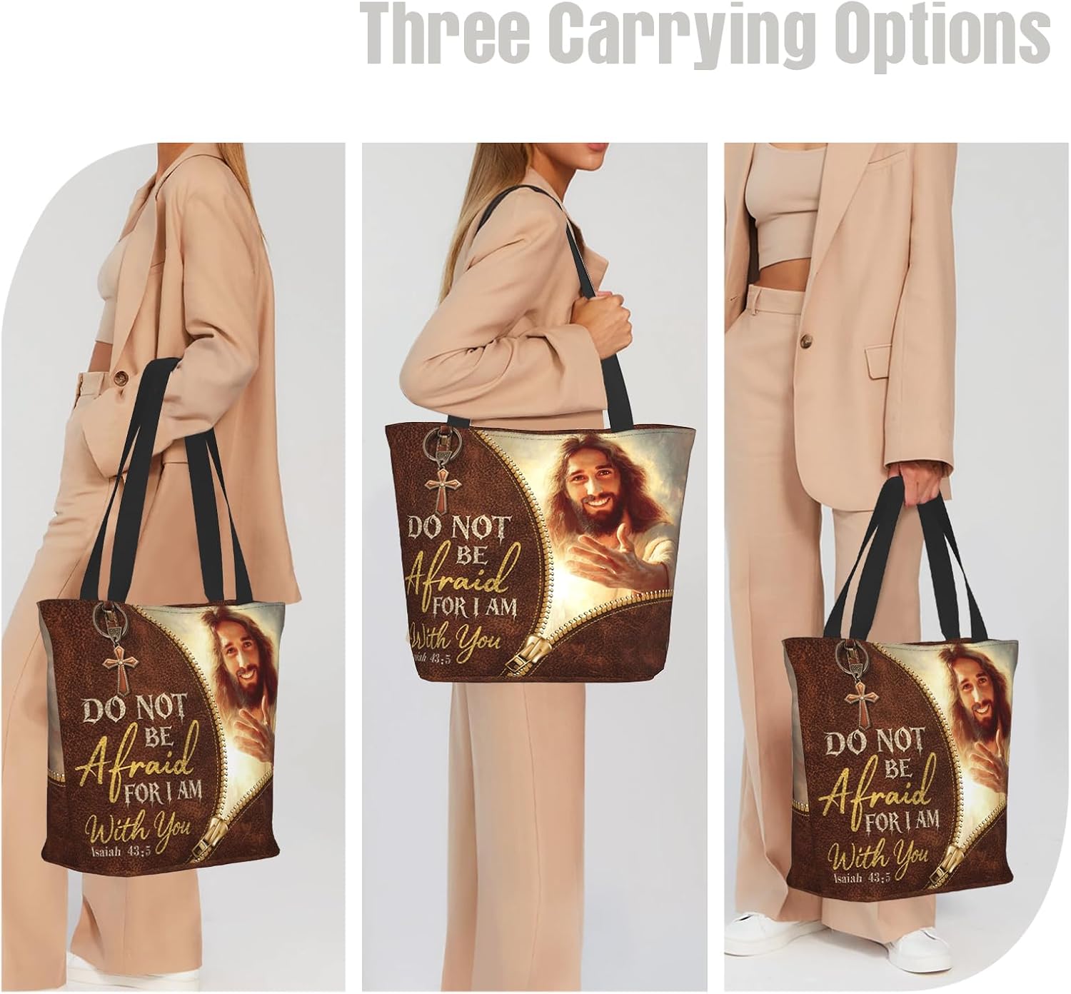 Tote Bag for Women with Zipper - Large Reusable Grocery Bag, Everyday Carry All for Work, Shopping, Gift for Her - Image 6