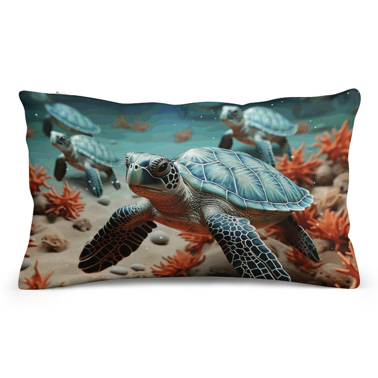 Velvet Pillowcases Standard Size 8"x12", Ultra Soft Breathable Pillow Cases for Bed, Luxury Cozy Fuzzy Pillow Shams, Lumbar Pillow Cover, Turtle Starfish Cushion Case Home Decor