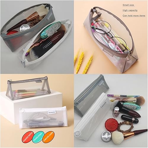 Miniatura 5 de Bolsa de cosméticos de malla, bolsa de maquillaje transparente portátil, bolsa de malla con cremallera para el hogar, oficina, accesorios de viaje,