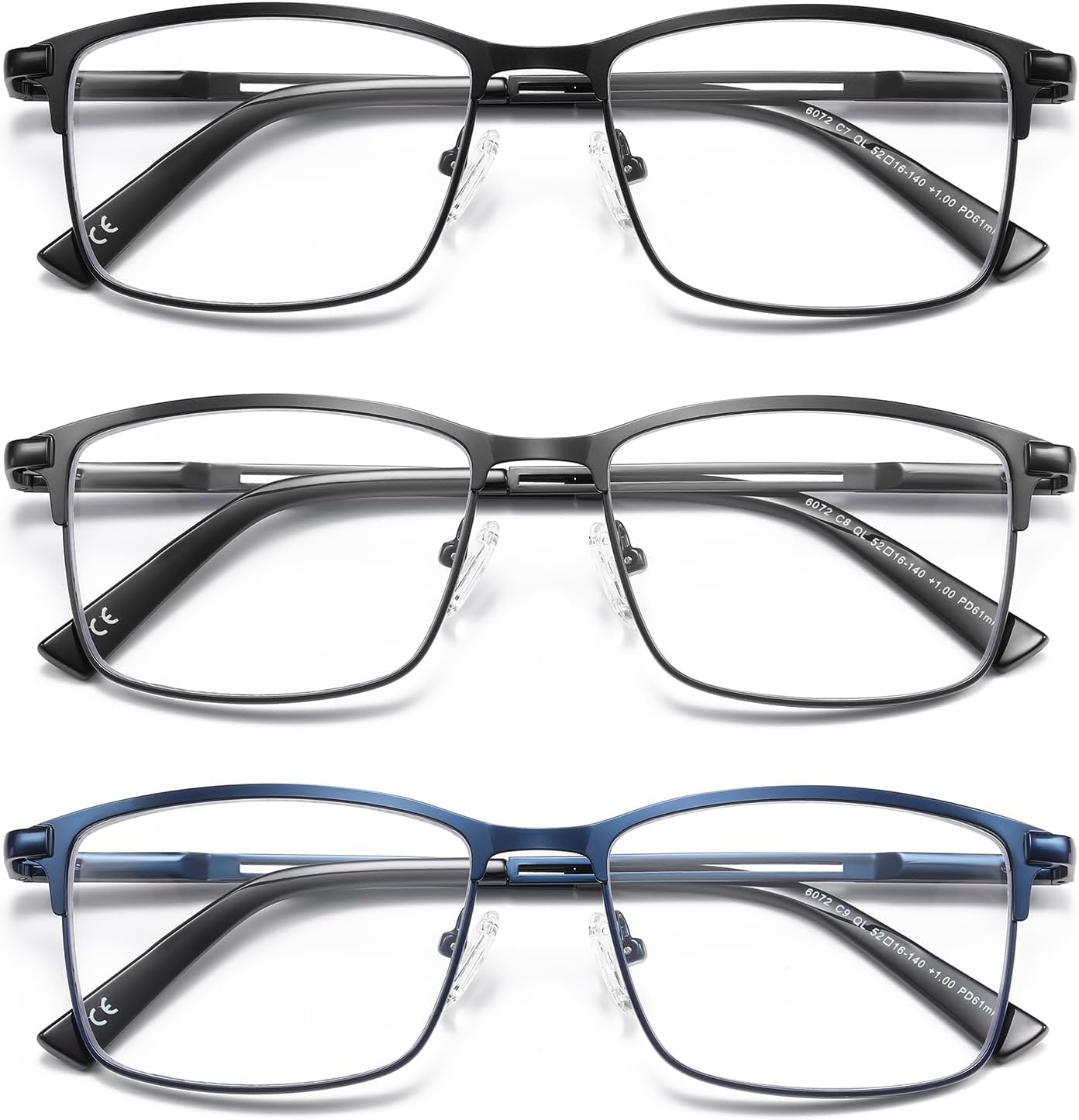 Progressive Multifocus Reading Glasses Men No Line Multifocal Transition Blue Light Readers Metal Wide Frame Eyeglasses - Image 2