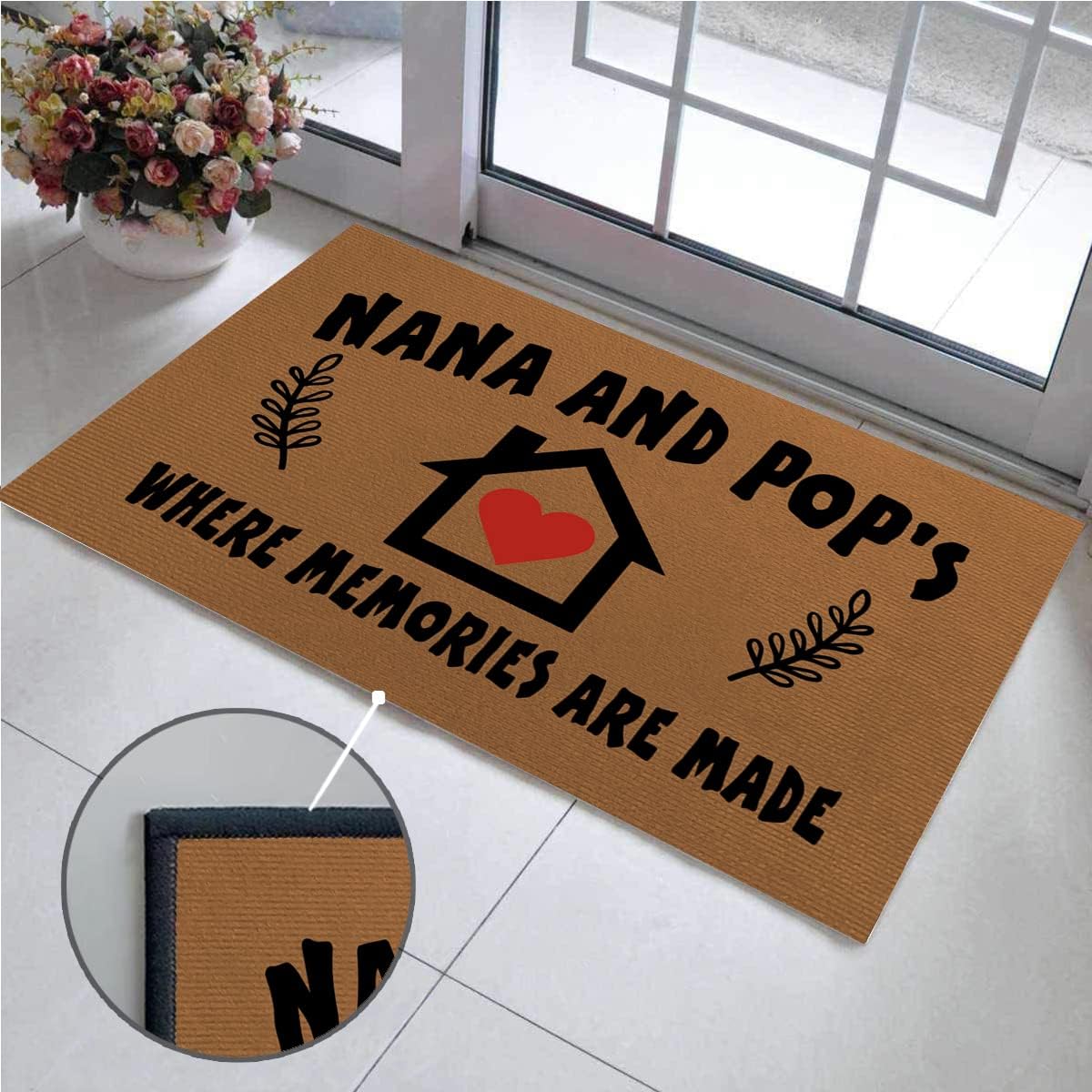 Nana and Pop's House Where Memories are Made Indoor Welcome Mats for Entryway Rugs Indoor Non Slip Door Mat Indoor Doormat for Entryway Mats for Front Door Indoor 30"X18"
