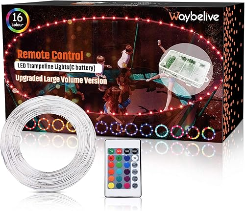 Miniatura 7 de Gran volumen mejorado y versión más largaLuces LED para cama elástica, luz LED con borde de trampolín de control remoto para trampolín de 15 pies,