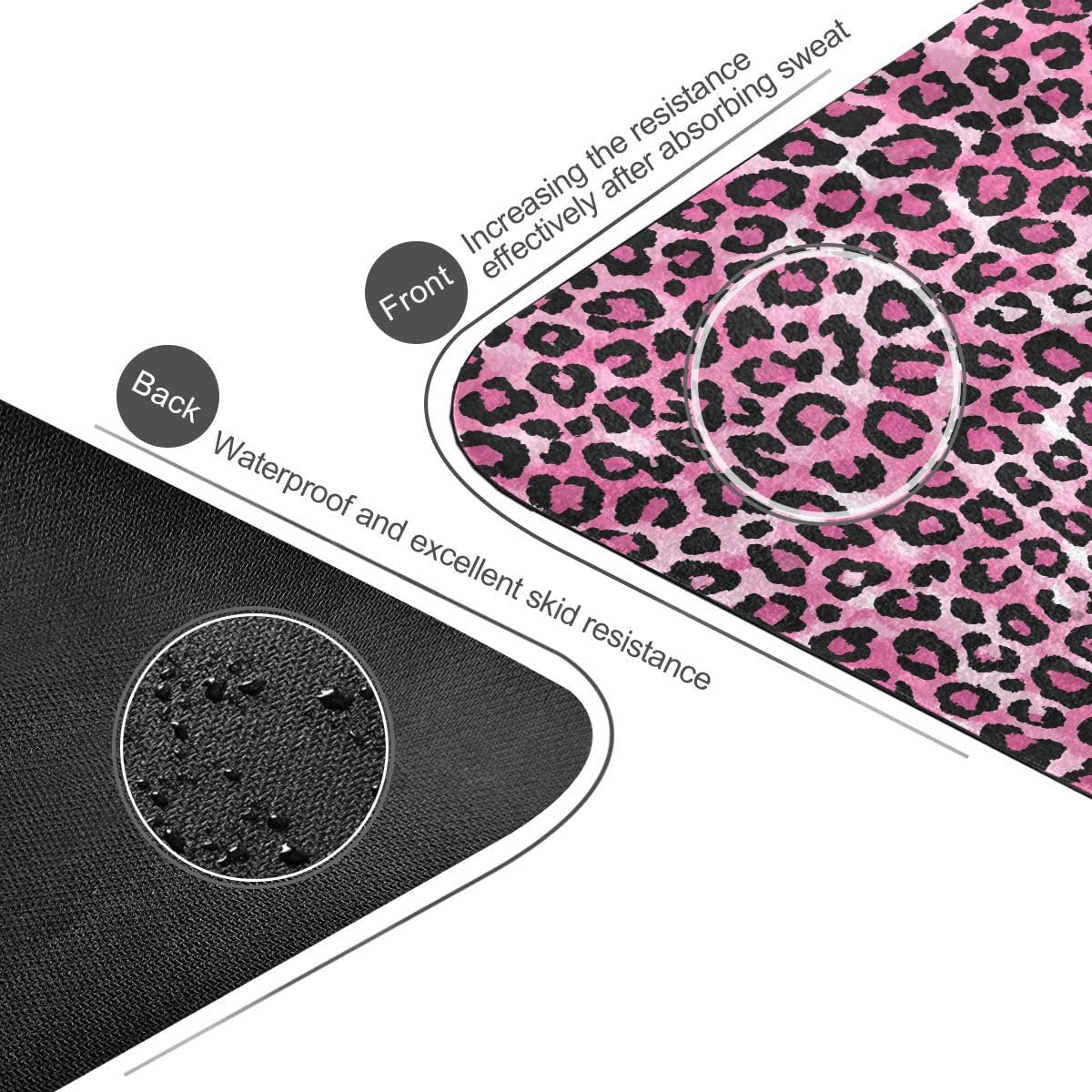 ALAZA Pink Animal Leopard Cheetah Print Yoga Mat Non Slip Fitness Exercise Mat, Workout Mat for Yoga, Pilates and Floor Exercises