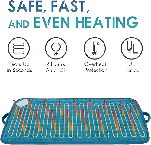 DAILYLIFE Almohadilla de calefacción, almohadillas eléctricas con asas, envoltura de calefacción multiusos para cuello, hombros, alivio del dolor de