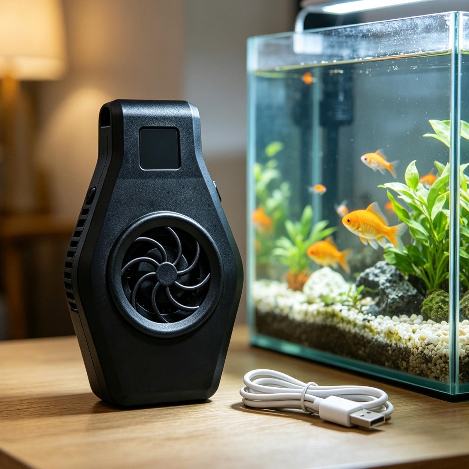 Ventola di raffreddamento per acquario, velocità del regolabile, 12,5 x 7,2 x 5 cm, di raffreddamento 'acqua, a basso rumore, controllo della temperatura del serbatoio per