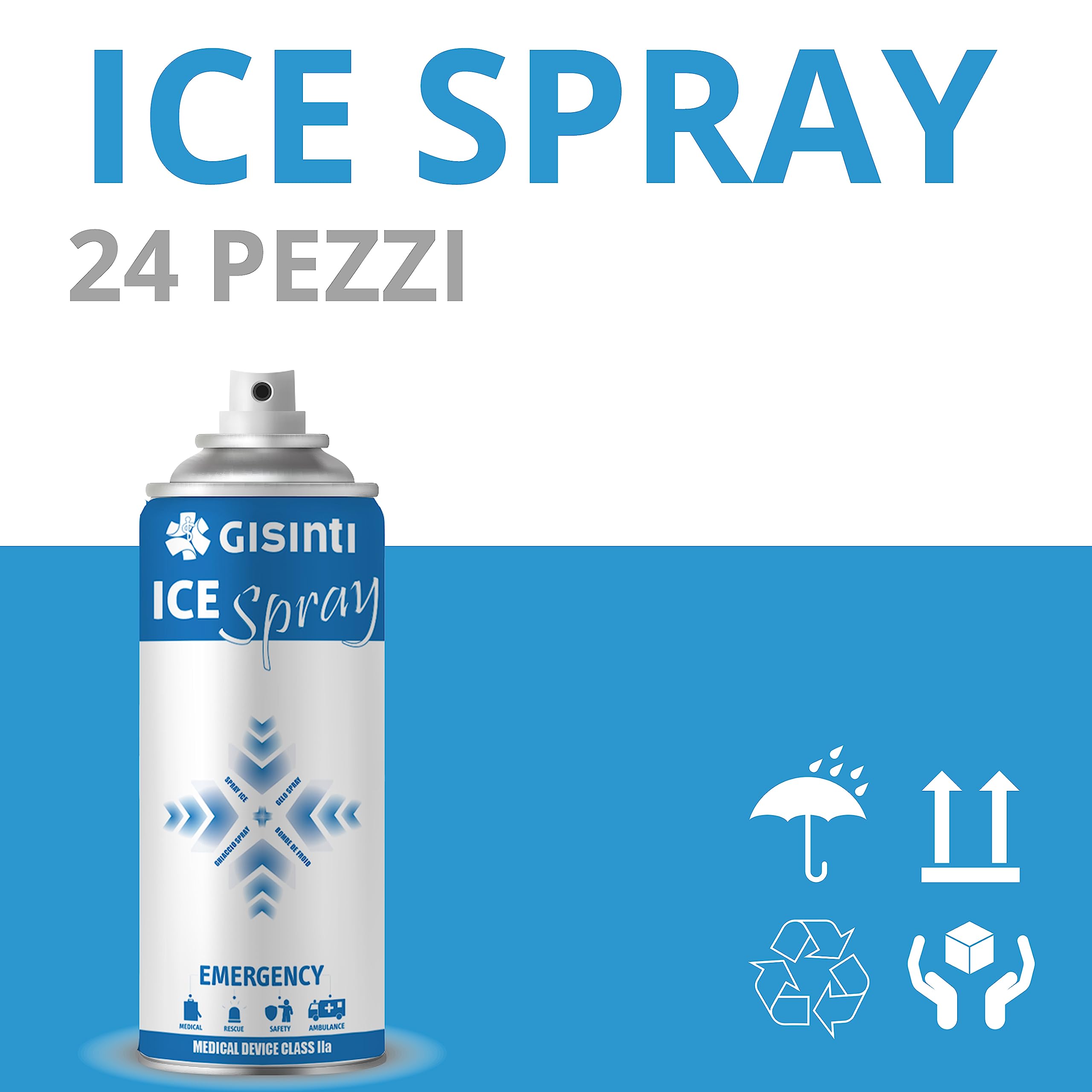 Gisinti Ghiaccio Spray bomboletta ghiaccio spray istantaneo Ghiaccio Sport Ideale per Sportivi Calcio Basket Futsal Volley, 400 ml Confezione da 24 pezzi