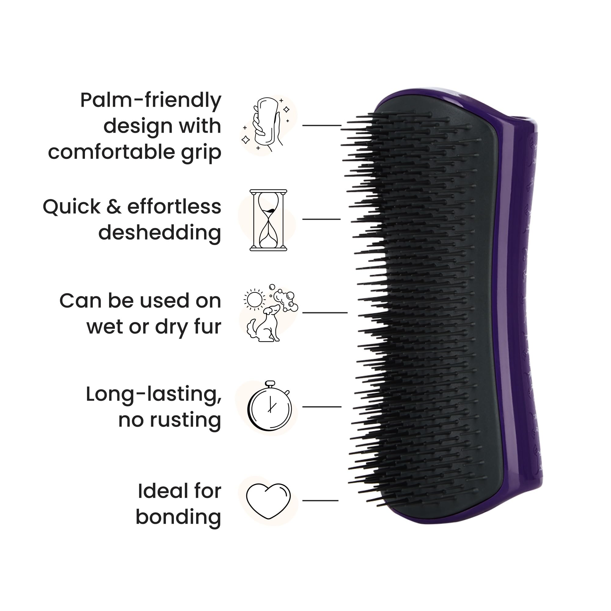 Tangle Teezer Large Pet Teezer De-Shedding - Szczotka do czesania na sucho lub do kąpieli - Idealna szczotka do usuwania luźnej sierści psów - Fioletowo-szara