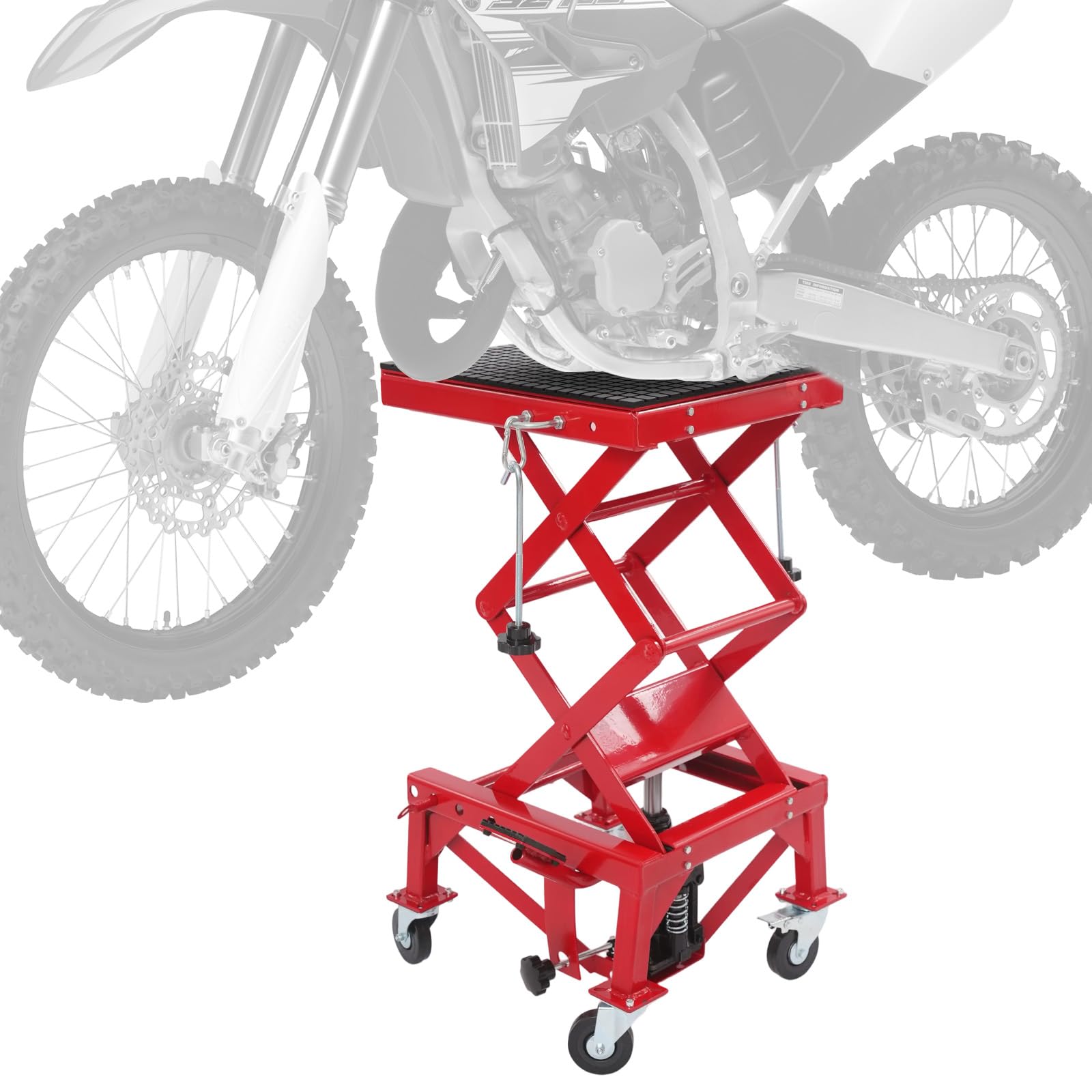 Ponte sollevatore idraulico a forbice per motocicli, dispositivo di sollevamento per motocicli con ruote, portata massima 200 kg per riparazioni auto e officine moto