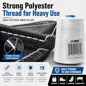 Heavy Duty Spool Sewing Thread for Bags Stitcher Closer 3600 ft (6 Rolls)