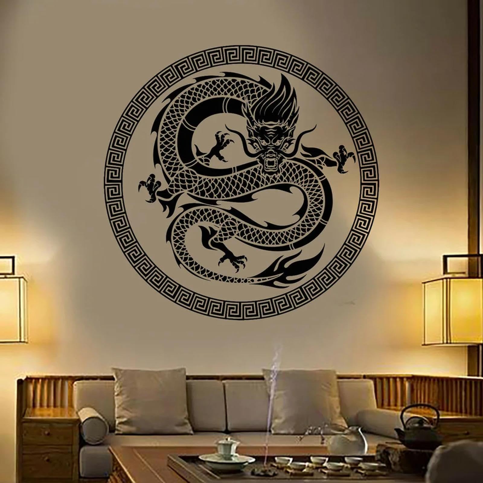 Youousi Black Dragon Totem Wall Stickers, Chinese Dragon Wall Decals, Children's Room Playroom Living Room Bedroom Family Room Art Decals