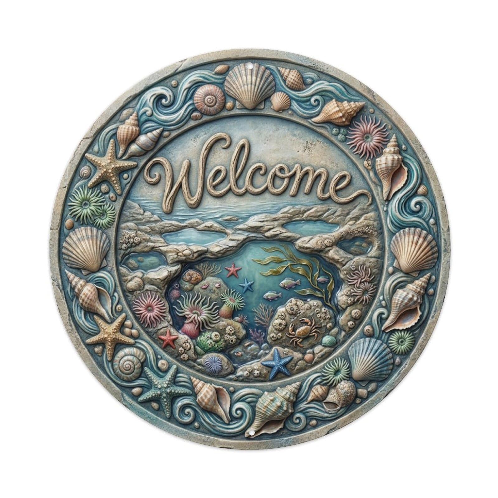 Tgrcjimh Style Metal Tin Sign Tide Pool Welcome Rocky Shore