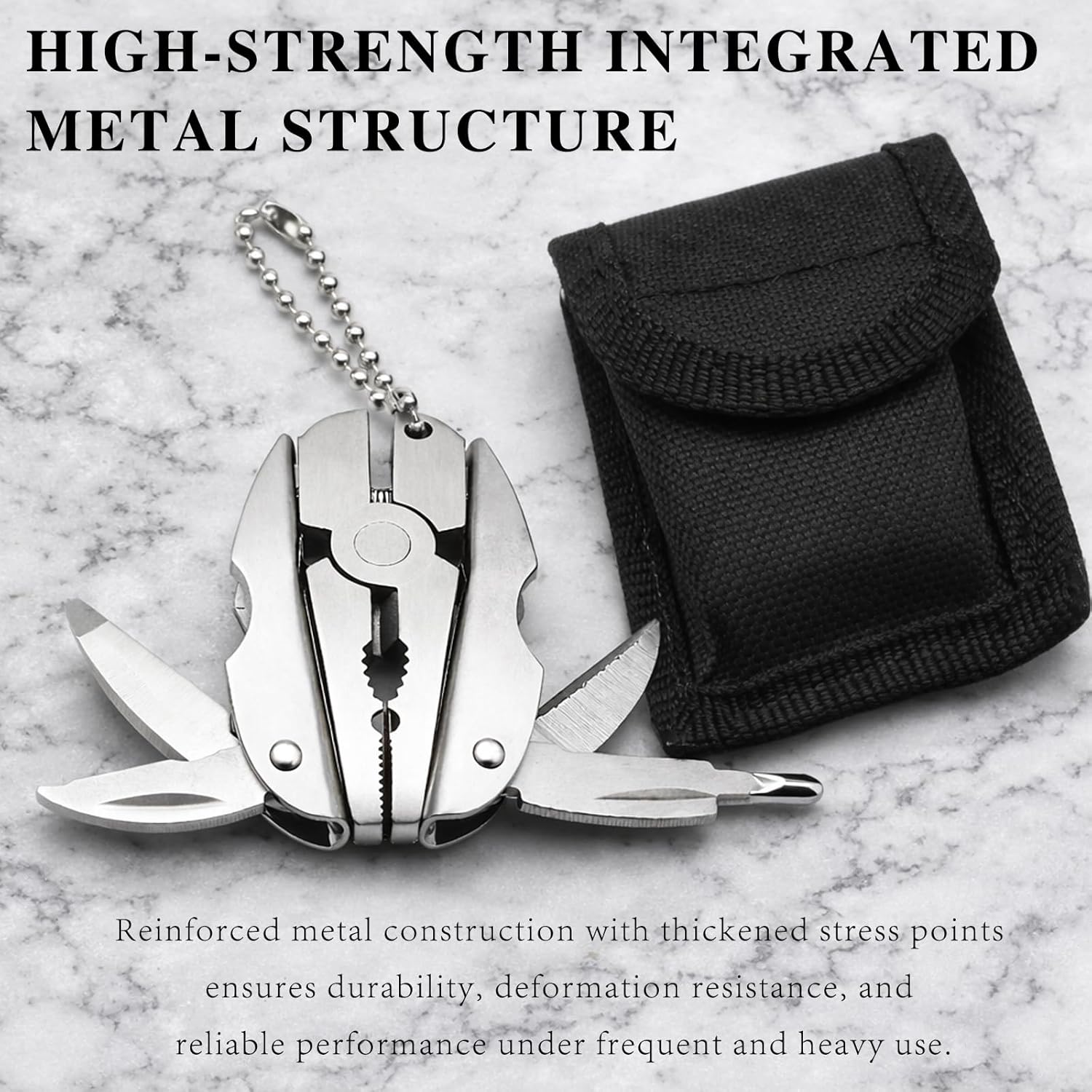 2-Piece Mini 6-in-1 Keychain Multitool Plier with Carry Case – Adjustable Wrench, Wire Stripper, Knife, File & Screwdrivers for Everyday Use and Gifts