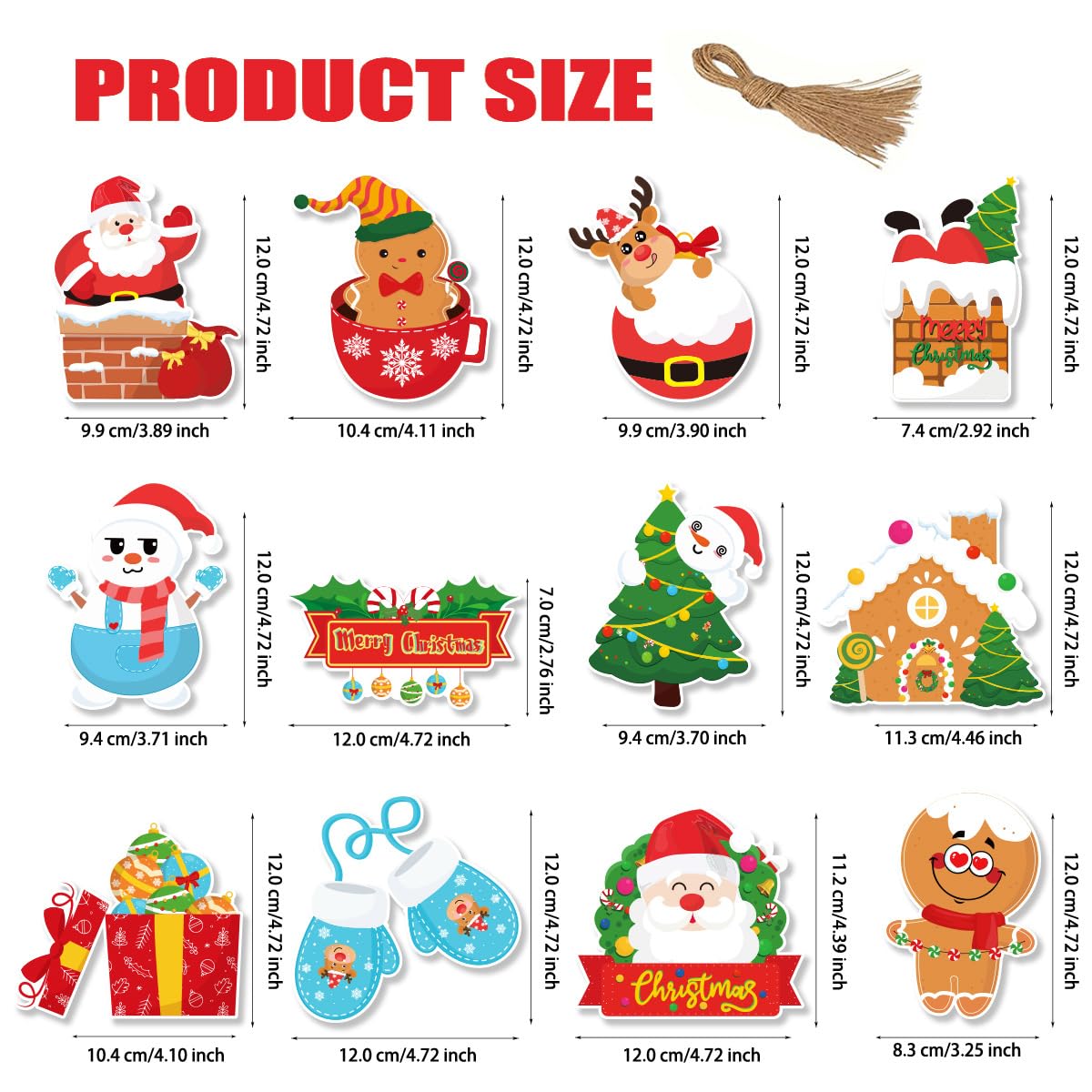Norinoya 12PCS Christmas Tree Ornaments Hangings Pendant,Santa Claus Elk Hanging Decorations,Christmas Party Decoration - Image 3