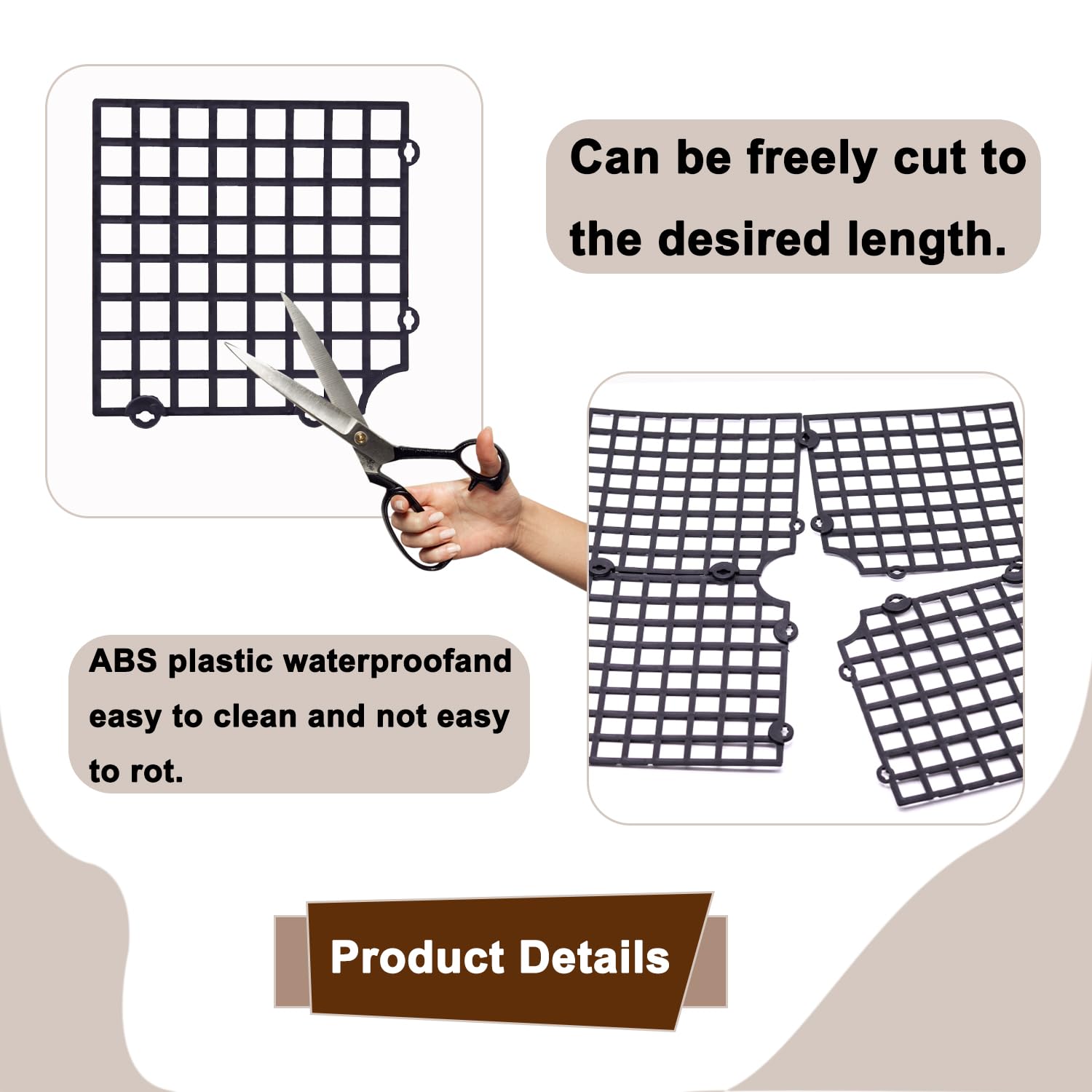 Lot de 2 grilles de protection pour pots de fleurs, chat, cadre de protection de jardin, découpable, protège la terre des animaux et des enfants, carrée, 30 x 30 cm
