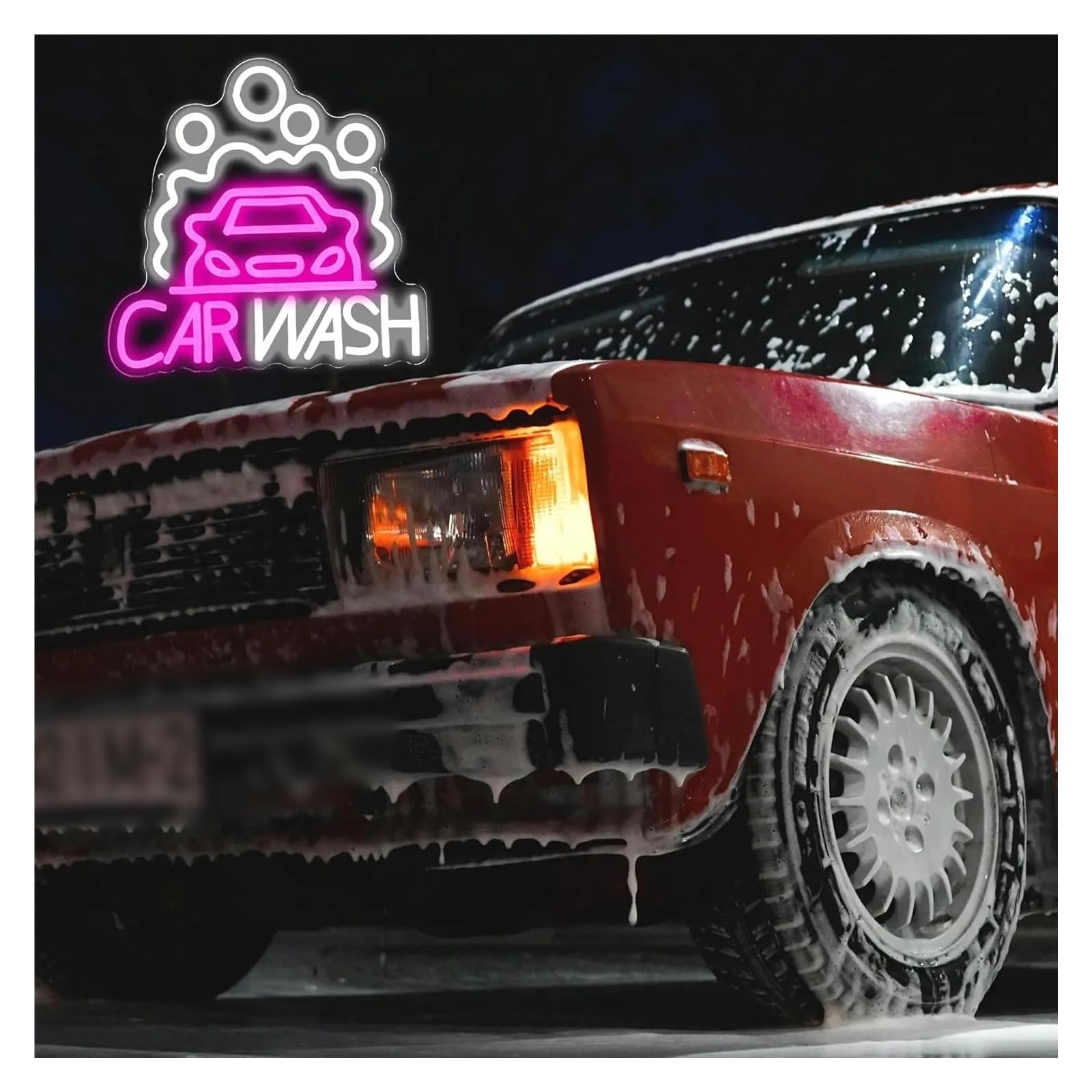 cartelli al neon personalizzati Car Wash Insegna Al Neon USB Business LED Per L'area Di Servizio Della Stazione Del Partito Negozio Riparazioni Auto Mostra Decorazione 12.6x12.6in