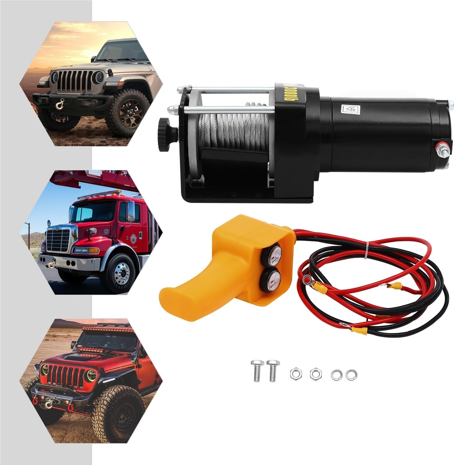 Argani elettrici Verricello Elettrico 12V Kit Da 3000 Libbre Con Controllo Cablato Gru e paranchi a trazione