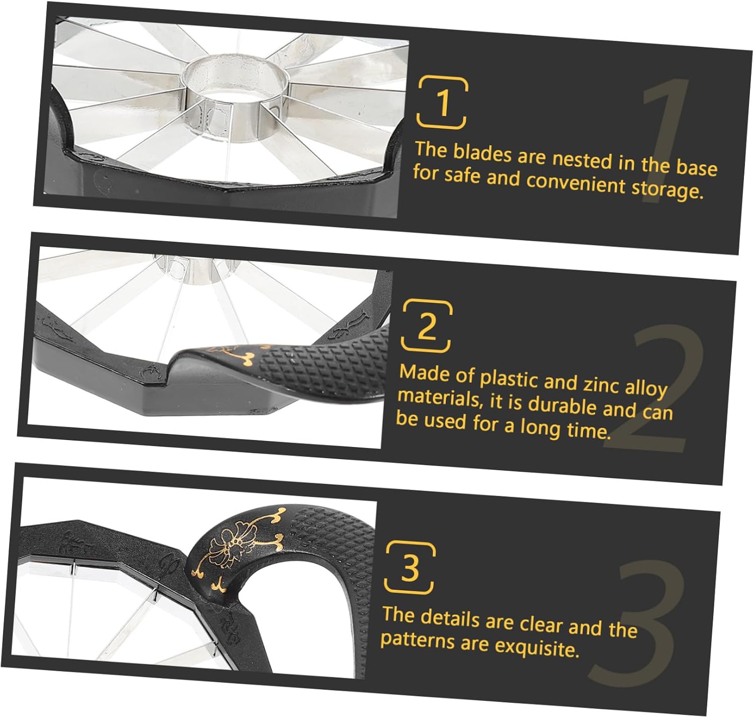 Slicer Corer Stainless Steel Fruit Cutter for Effortless Wedges Black Kitchen Gadget for Quick and Preparation