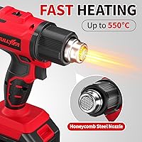 Vista 2 de Pistola de calor inalámbrica, calentamiento rápido máximo de 1022°F (550°C), kit de pistola de aire caliente ligera con baterías de 2 x 4.0 Ah y 5