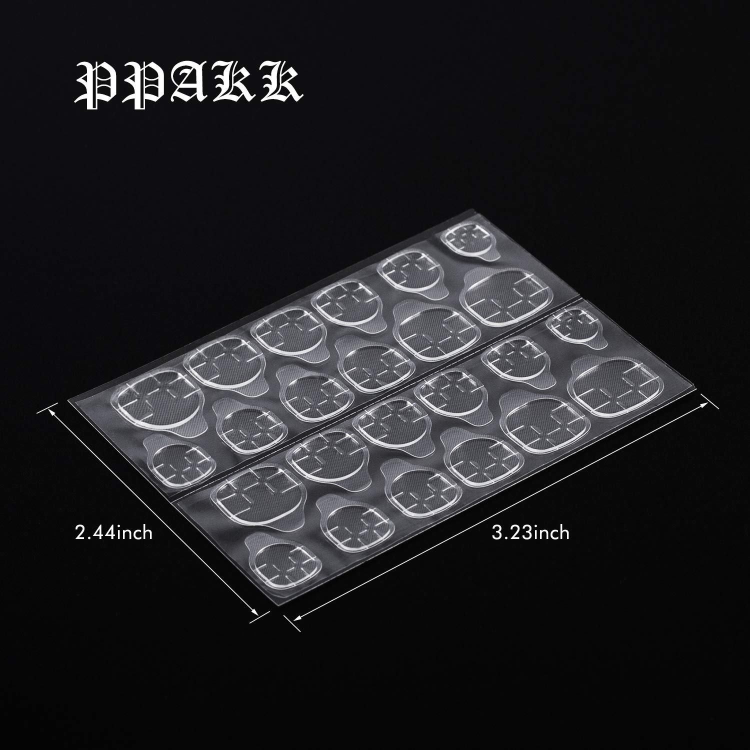 72-Piece UV Nail Adhesive Tabs for Press on Nails - 12 Sizes, Waterproof & Super Sticky Double-Sided Jelly Stickers, 3 Sheets for Long-Lasting Manicure L Size