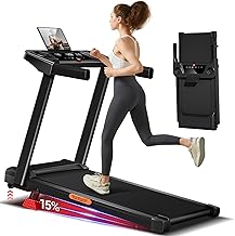 UMAY Tapis Roulant Salvaspazio con Inclinazione 15%, Tapis Roulant Elettrico 12KM/H, Tapirulan Pieghevole da Casa con Motore da 3.0 HP e Display LED, Carico Massimo 136KG