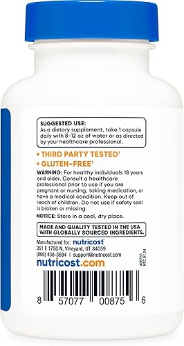 Miniatura 4 de Nutricost CDP Colina (Citicolina) 300 mg, 60 cápsulas vegetarianas - Sin OMG, apto para vegetarianos, sin gluten.