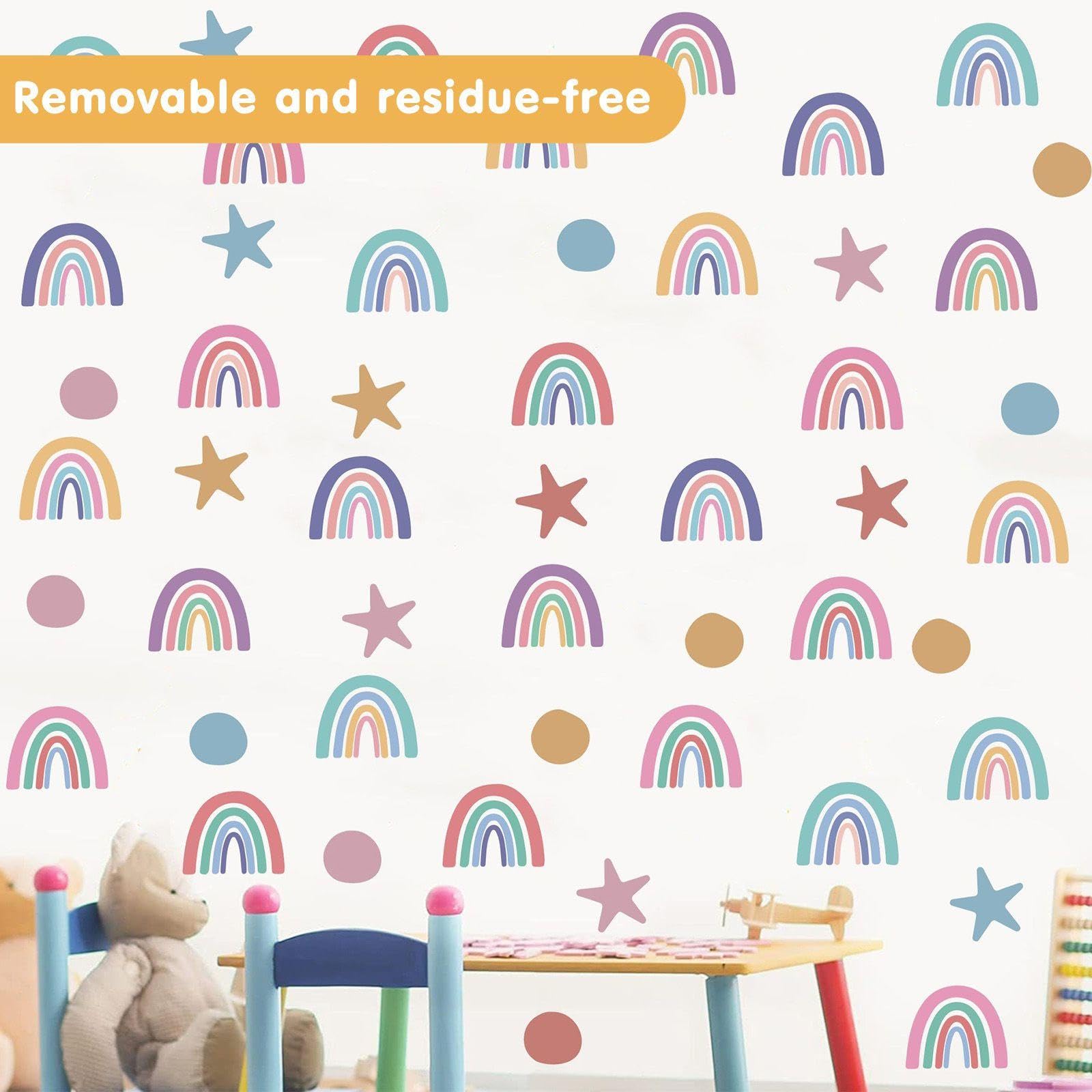 4 Flower Stickers And 4 Rainbow Stickers, Cartoon Cute Stickers, Room Decorative Wall Stickers, Suitable For Bedrooms And Living Rooms - Image 3