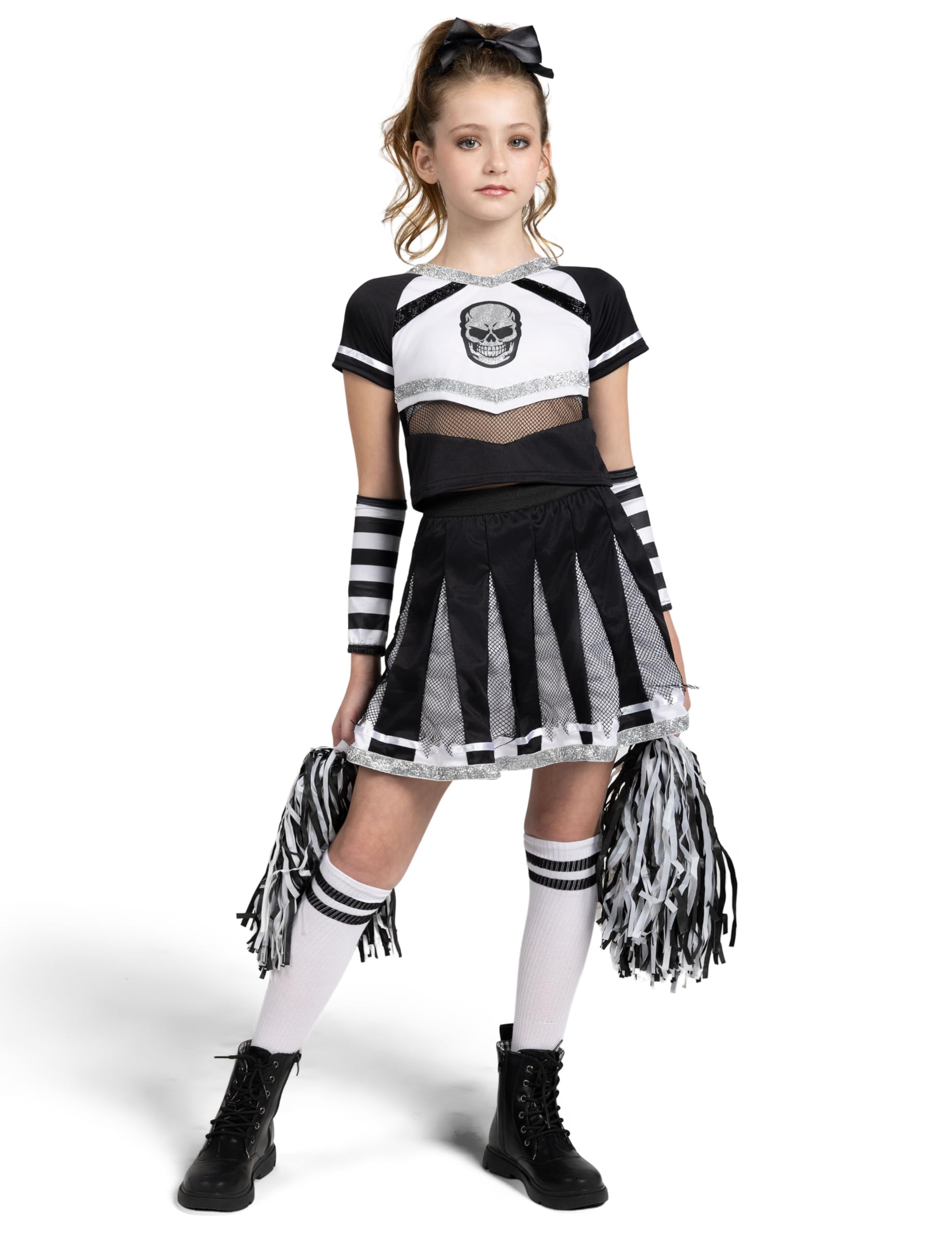Spooktacular Creations Cheerleader Costume for Girls Black Scary Cheerleader Outfit - Image 4