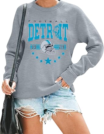 FAYALEQ Football Sweatshirts for Women Game Day Long Sleeve Pullover Tops