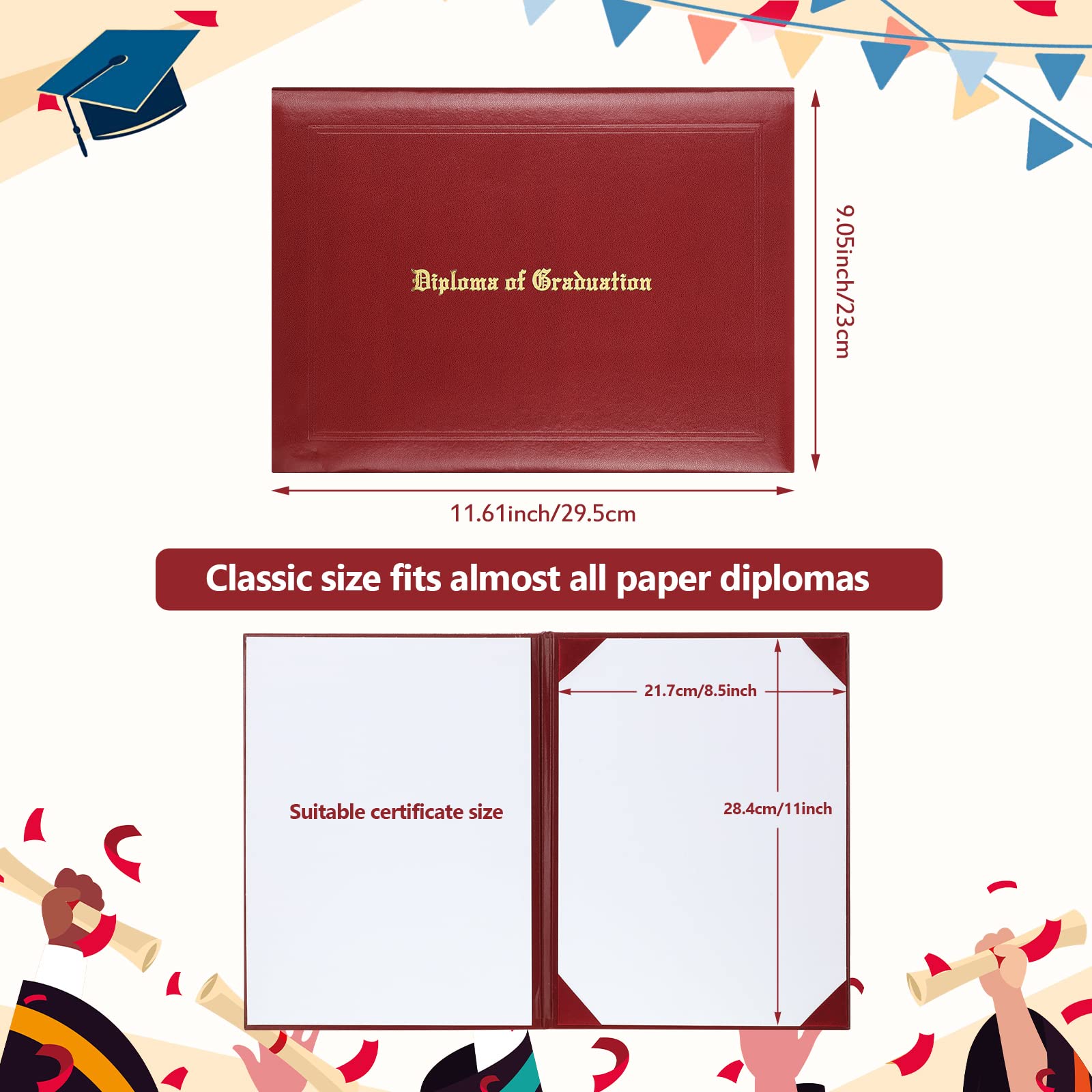 Amazon | 卒業証書カバー 6枚パック 8.5 x 11インチ 刻印入り