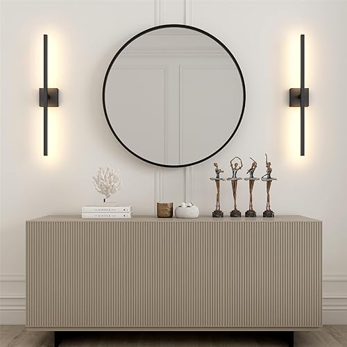 Miniatura 2 de ilucezzo Lámpara de baño negra de 29.5 pulgadas, rotación de 360, moderna lámpara LED regulable de pared moderna para sala de estar, tocador de baño