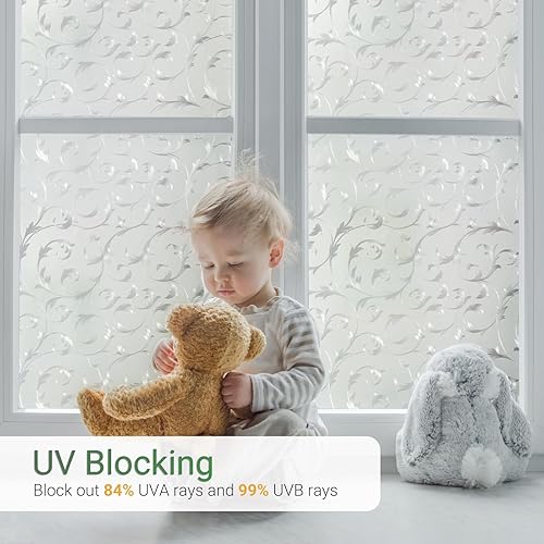 Miniatura 6 de rabbitgoo Película de privacidad para ventana, de vidrio esmerilado, cubiertas de ventana con bloqueo solar, calcomanías extraíbles de adherencia