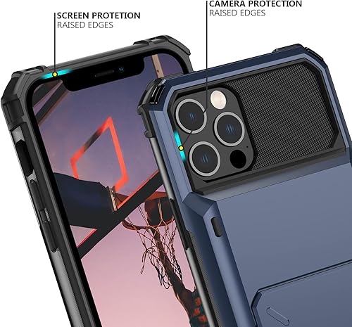 Miniatura 4 de Nvollnoe Funda para iPhone 1212 Pro con tarjetero almacena 5 tarjetas Funda tipo cartera de doble capa resistente a prueba de golpes con ranura