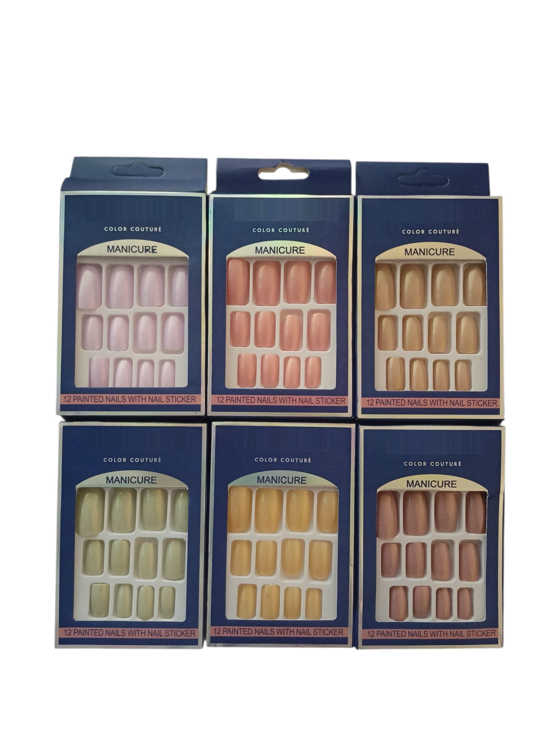 LOBE MIRACLE Press on Nails, Square Round Shape, 12 Pcs with Nail Tabs, Reusable Artificial Fake Nails, Lightweight Salon Style salon & home uses , wear occasion,party,festivals like Diwali,Rakshabandhan-image-20