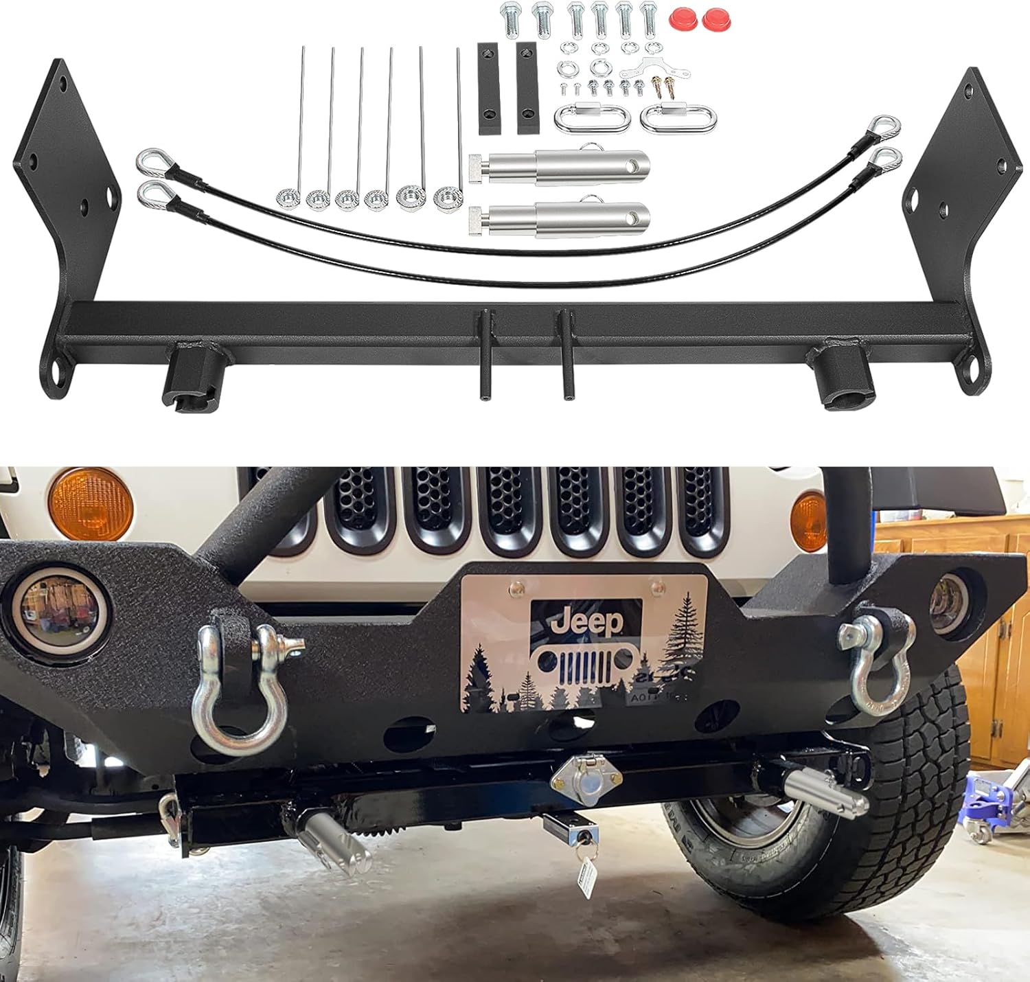 BX1126 Tow Bar Base Plate Tow Bar Bracket for 2007-2018 Jeep Wrangler JK JKU 2/4 Door All Models with Standard Bumper, Replace BX1126