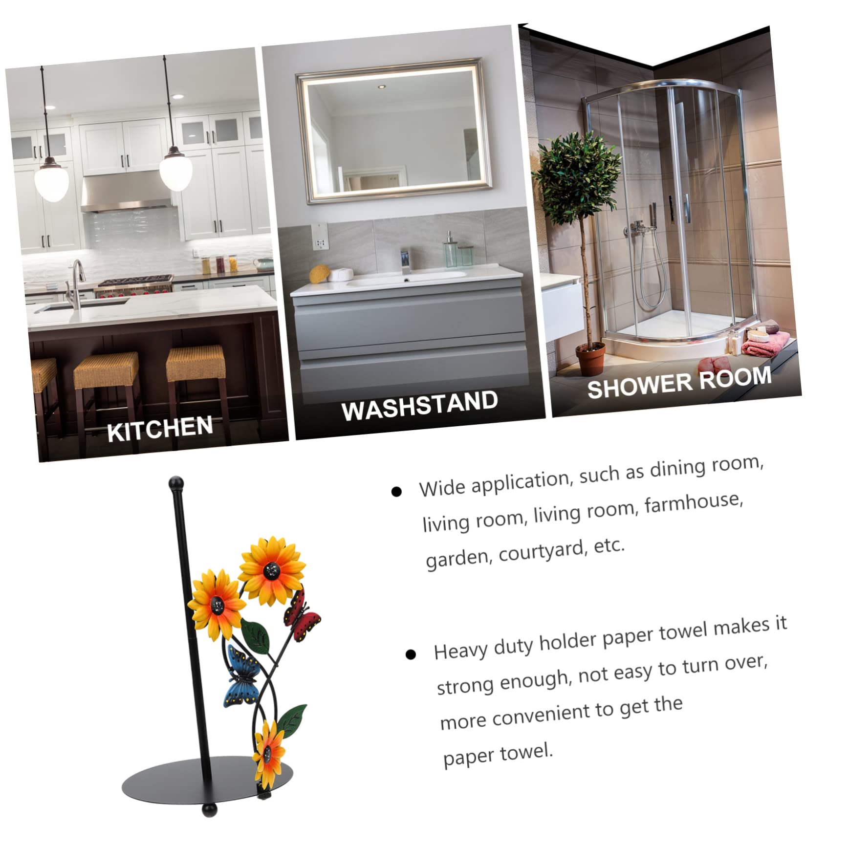 Porta Rotolo da Cucina e Stile Farmhouse a Forma di Girasole in Metallo Design Artistico Robusto e Stabile per Soggiorno e Giardino