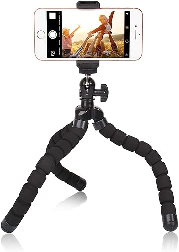Mini trípode para teléfono, flexible, de alta calidad, compatible con iPhone Samsung Go Pro, cámara digital pequeña, color negro