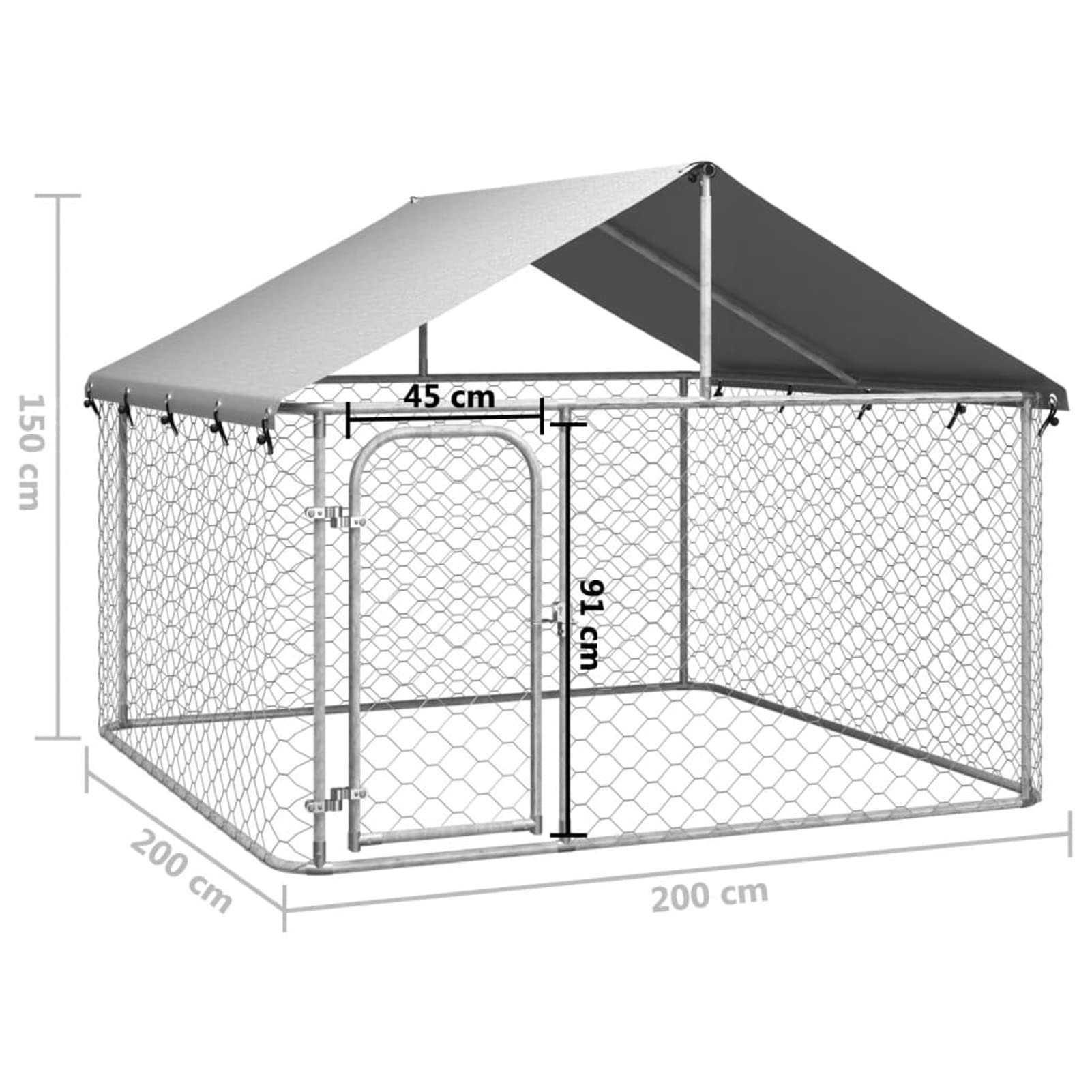 Chenil d'Extérieur avec Toit pour Chien 200x200x150 cm - Niche Extérieur
