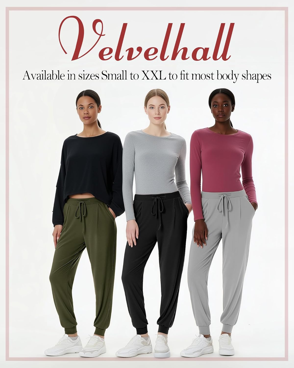 3 Pack Women's Yoga Joggers Pants, Drawstring Running Sweatpants with Pockets Lightweight Workout Lounge Pants - Image 5