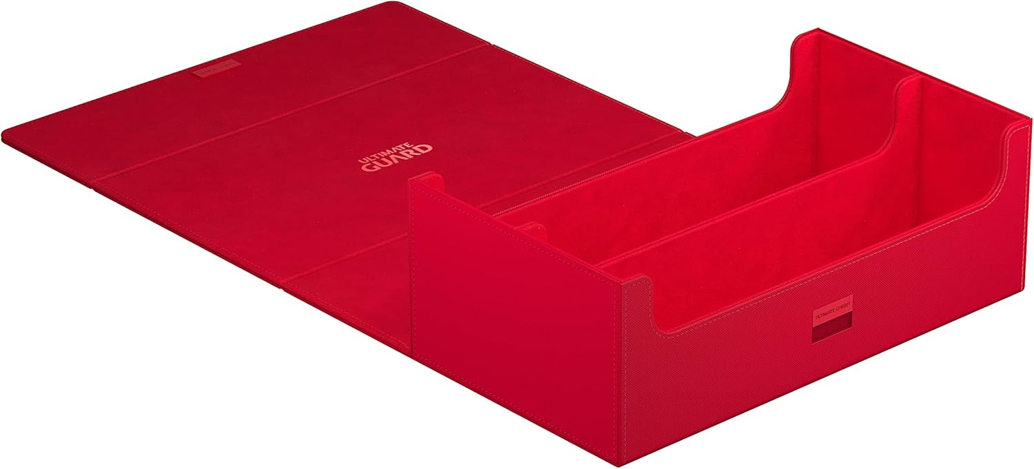 Ultimate Guard Arkhive 800+, Deck Case for 800 Double-Sleeved TCG Cards, Red, Compatible with Boulders, Magnetic Closure & Microfiber Inner Lining