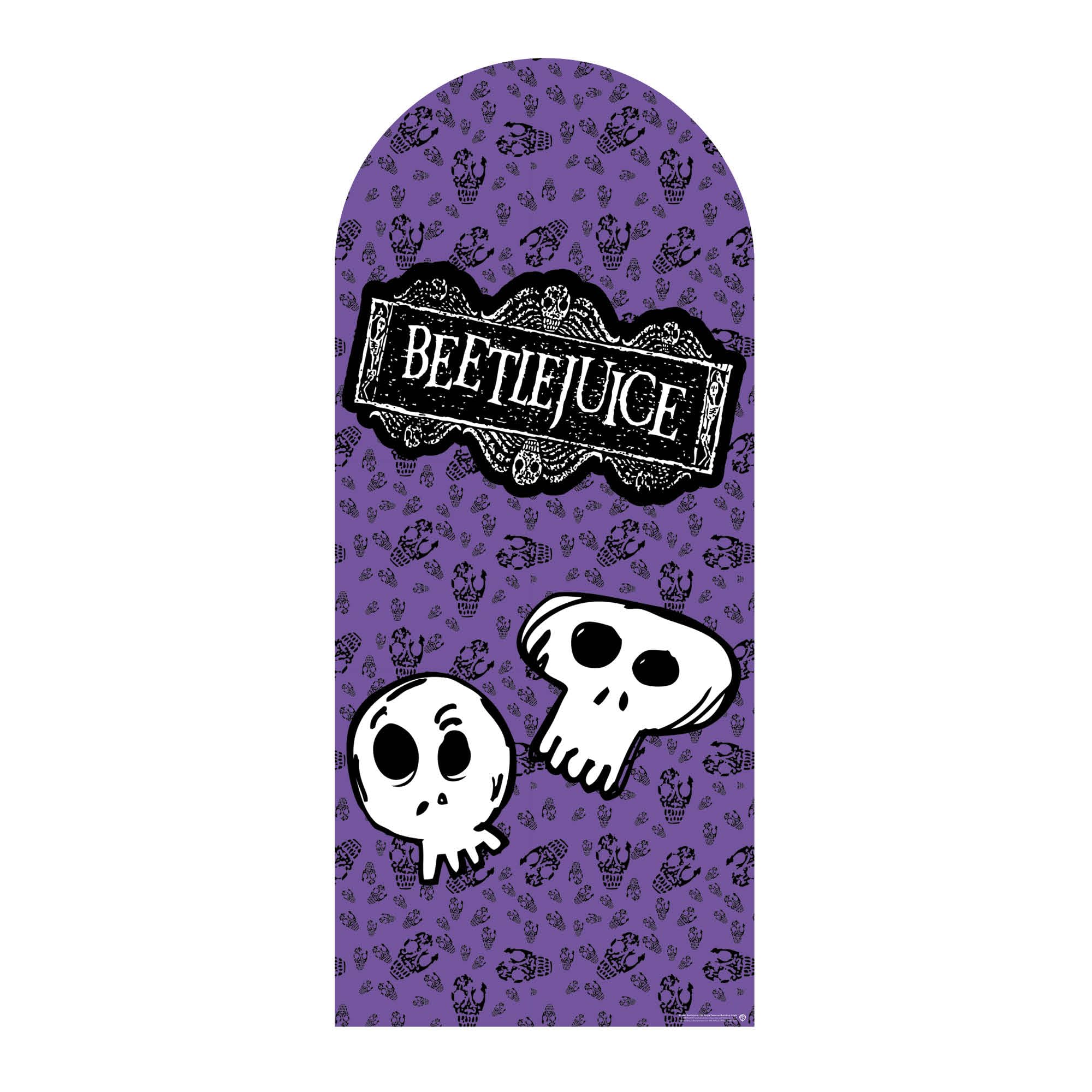 Beetlejuice 1988 Skulls Cardboard Cutout Backdrop Purple Scenery Standup