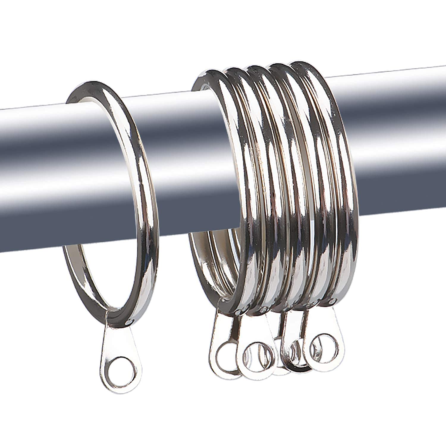 60 Pezzi Anelli per Tende in Metallo Anelli Bastone Tenda Anti Ruggine per Tenda Anelli Appesi per Tende e Canne, 37mm/38mm Diametro Interno (Argento)