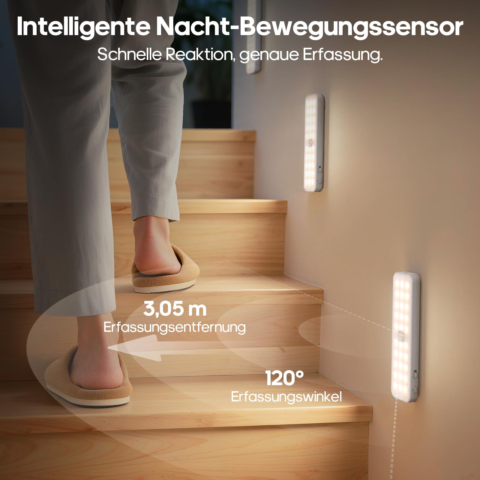 GOODEA 5 Stück Kabellose Bewegungsmelder Licht LED Schrankbeleuchtung - 3 Reihen 15cm 60-LED 1500mAh Schranklicht mit Fernbedienung Timer 3 Farbten Dimmbar - Küche Unterchrank Treppe Flur Beleuchtung