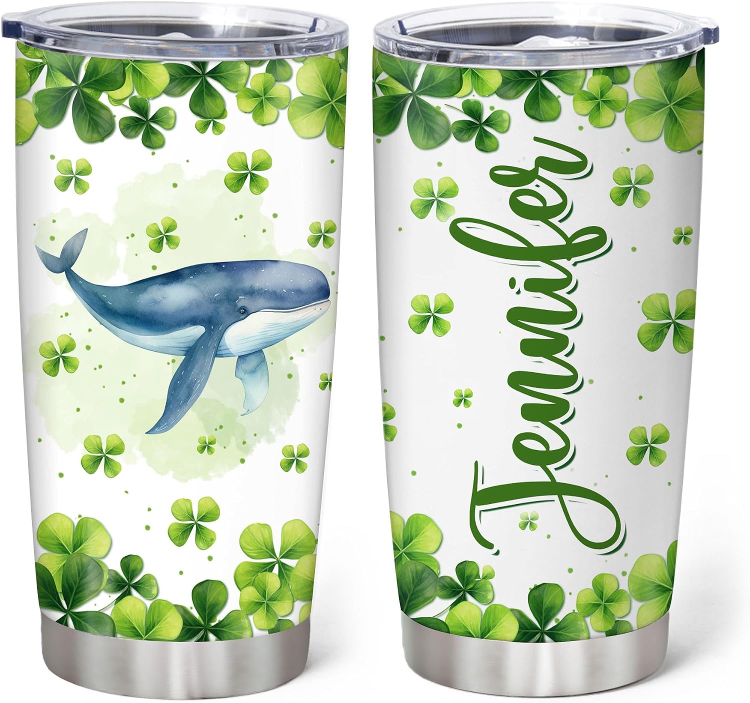 Hyturtle Personalized Gifts Star Fish Lover - With Lucky Four Leaf Clover Custom Name Coffee Tumbler Cup Stainless Steel 20oz, Sea Animal Lover Gifts For Women, Girl On Birthday, St Patricks Day
